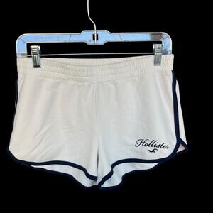 Hollister Shorts Womens Medium White Navy High Rise Terry Lounge Athletic Logo